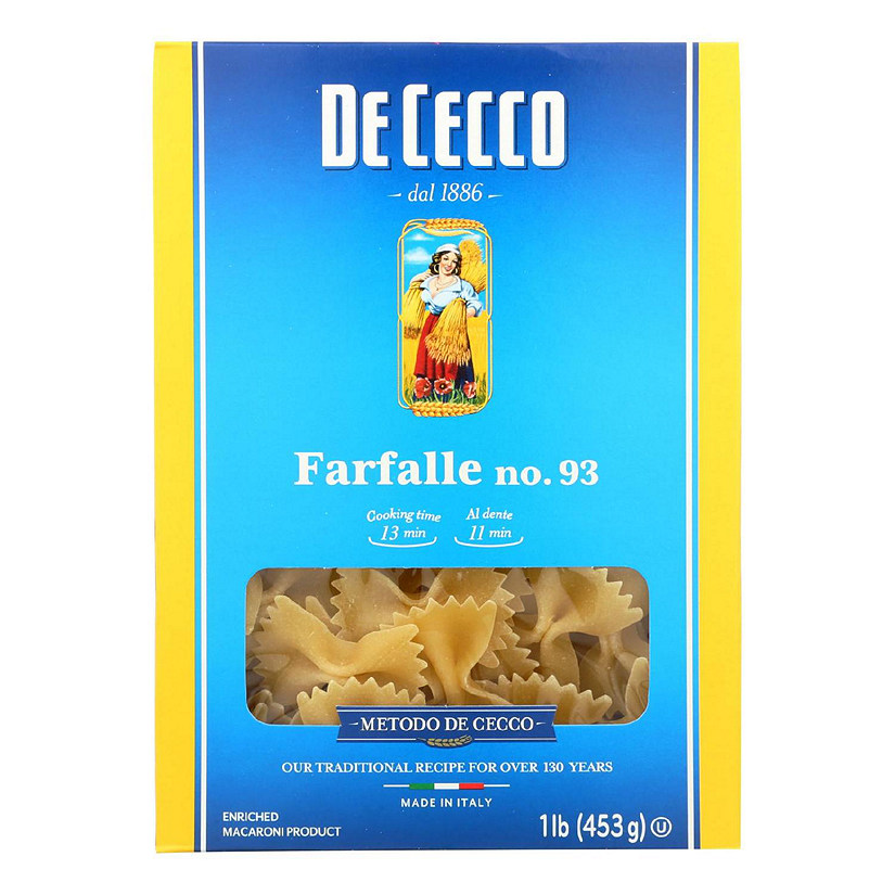 De Cecco Pasta - Pasta - Farfalle - Bowties - Case of 12 - 16 oz Image