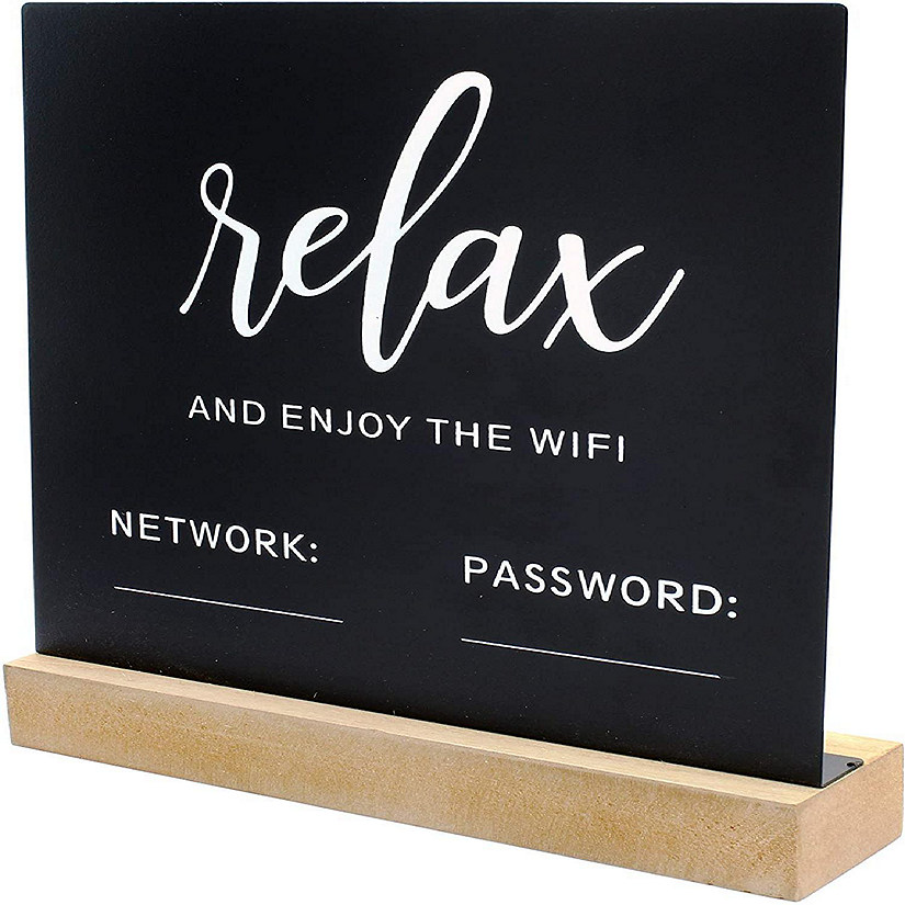 Decorae Wifi Password Sign for Home or Business, Chalkboard Style Metal Freestanding Sign Image