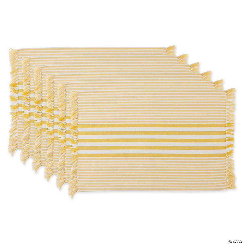 Deep Yellow Stripes With Fringe Placemat (Set Of 6) Image