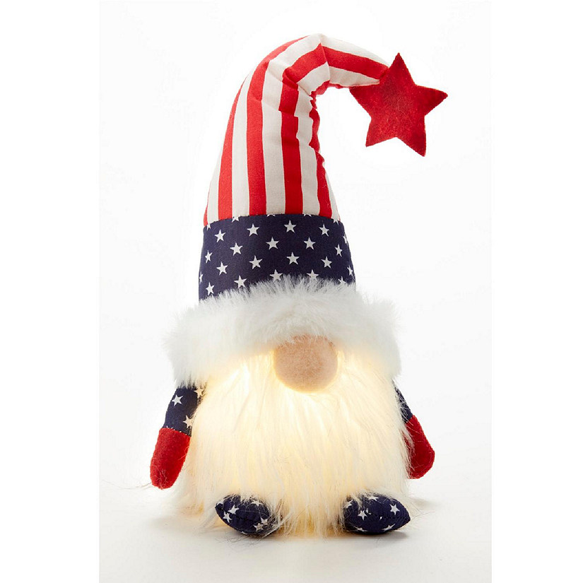Delton Products Americana LED Light Up Gnome Figurine 12.2 Inch Red White Blue Image