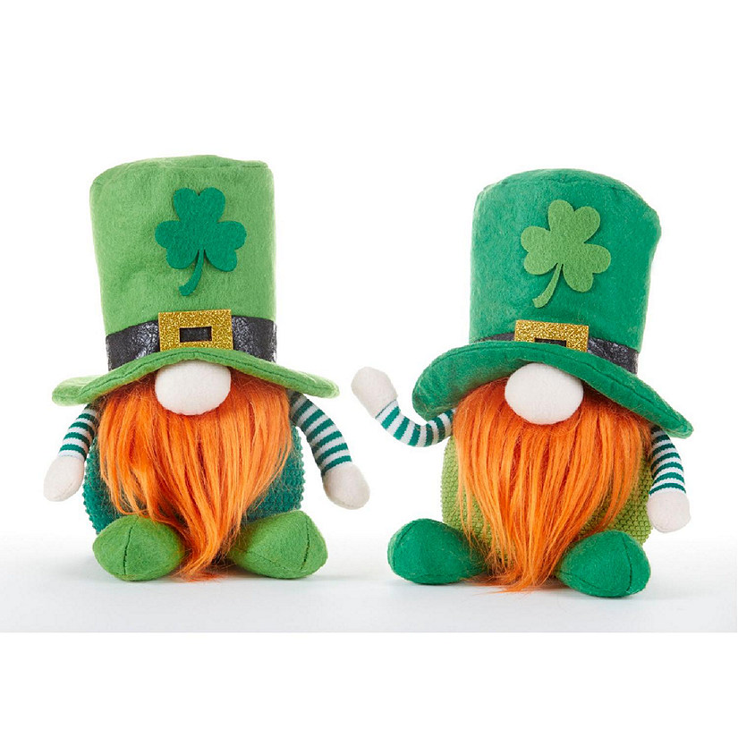 Delton Products Green St Patricks Day Standing Irish Gnomes 8 Inch 2 Piece Set Image