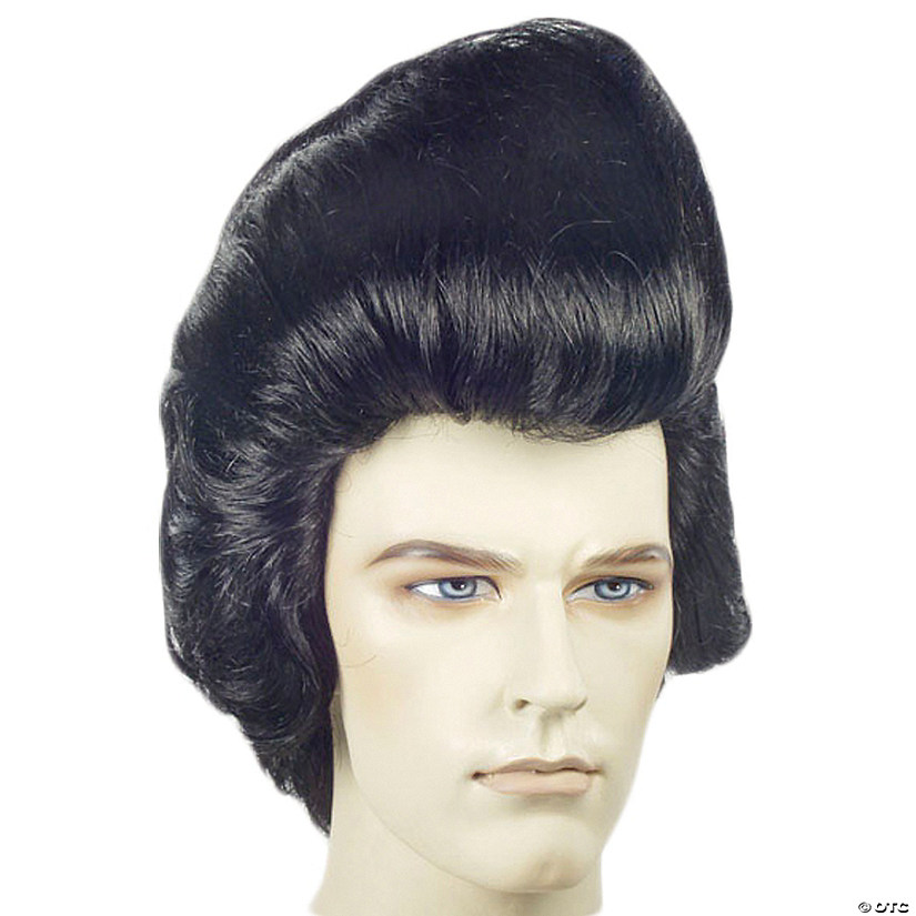 Deluxe 50's Rocker Pompadour Wig Black Image
