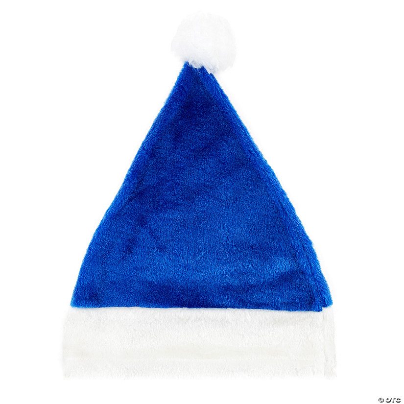 Deluxe Blue Plush Santa Hat Image