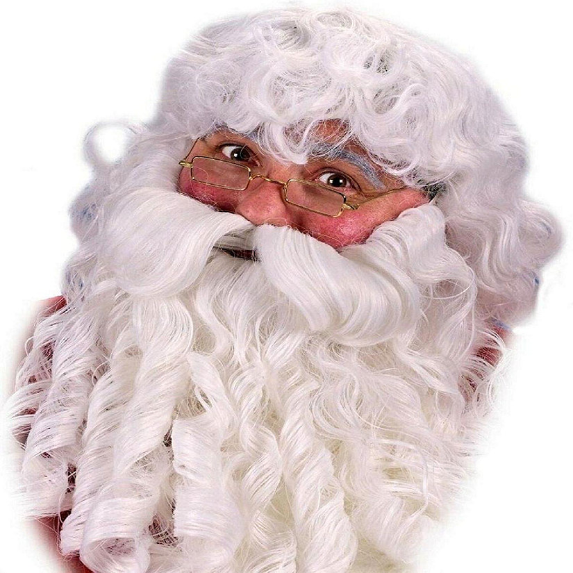 Deluxe Santa Costume Wig Beard & Beard Set Image