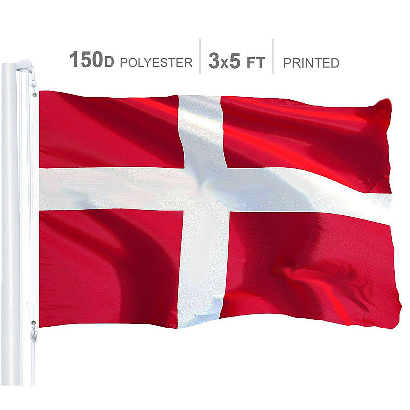 Denmark Danish Flag 150D Printed Polyester 3x5 Ft Image