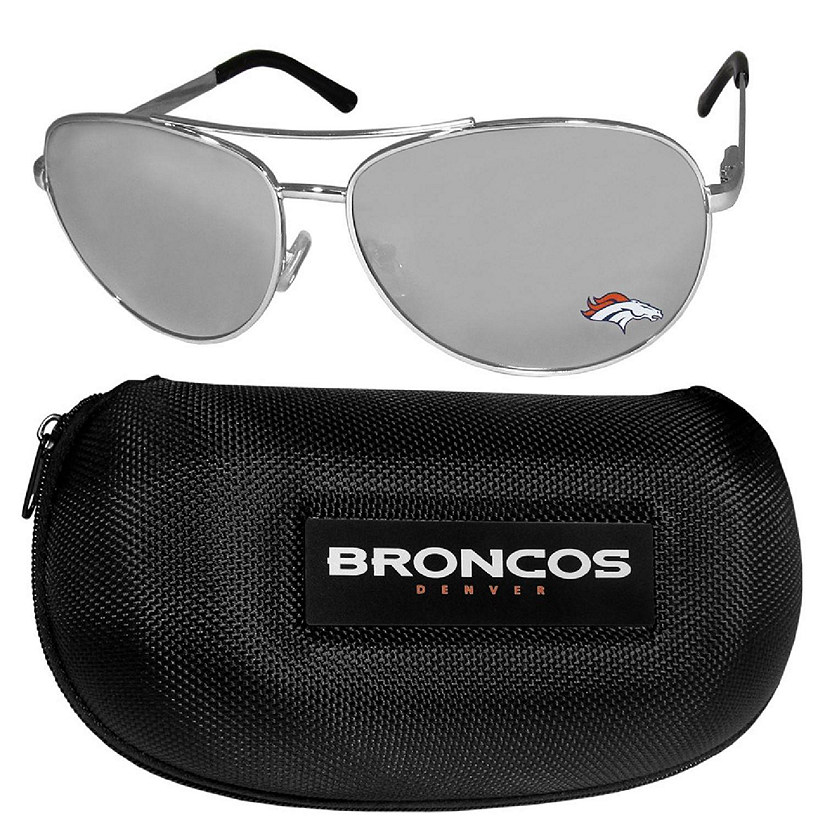 Denver Broncos Aviator Sunglasses and Zippered Carrying Case