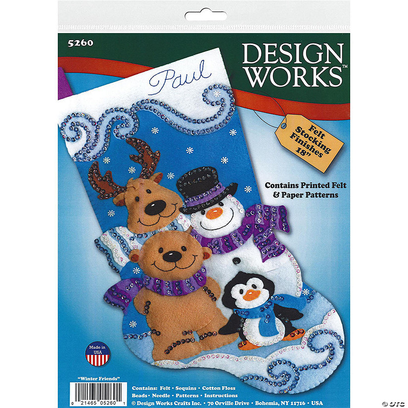 Design Works Kit 18" Felt Stocking Winter Friends&#160; &#160;&#160; &#160; Image