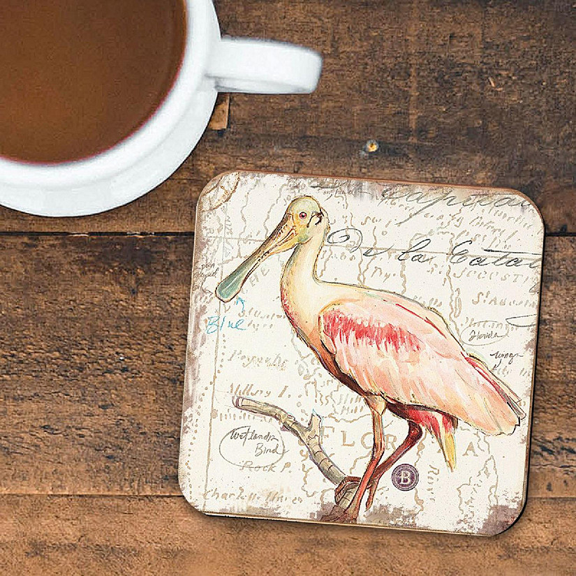 Designocracy Bird Wooden Cork Coasters Gift Set of 4 by Nature Wonders Wildlife Decor Image
