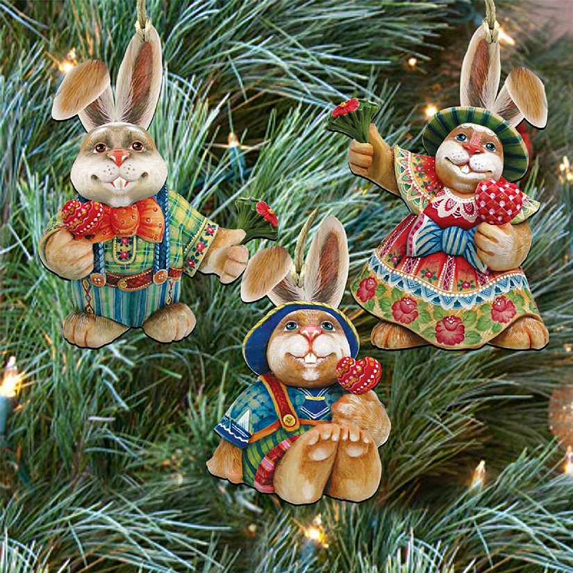 G. Debrekht Bunny Family Rustic Ornaments Set of 3
