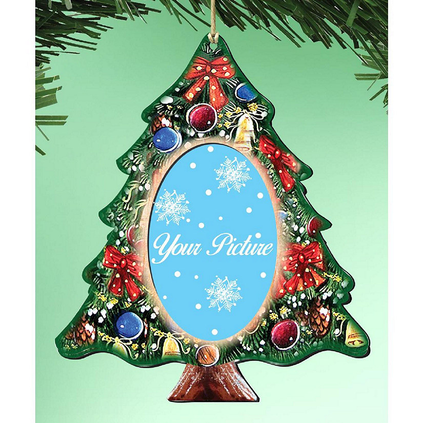 2 Cross Stitch Christmas Tree Ornaments Wreath & Joy w/ Trees Gold Plastic  Frame