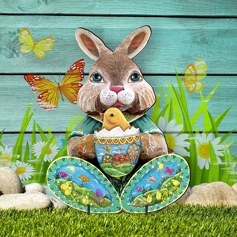 Designocracy Easter Bunny Outdoor Scene Easter Spring Decor Image