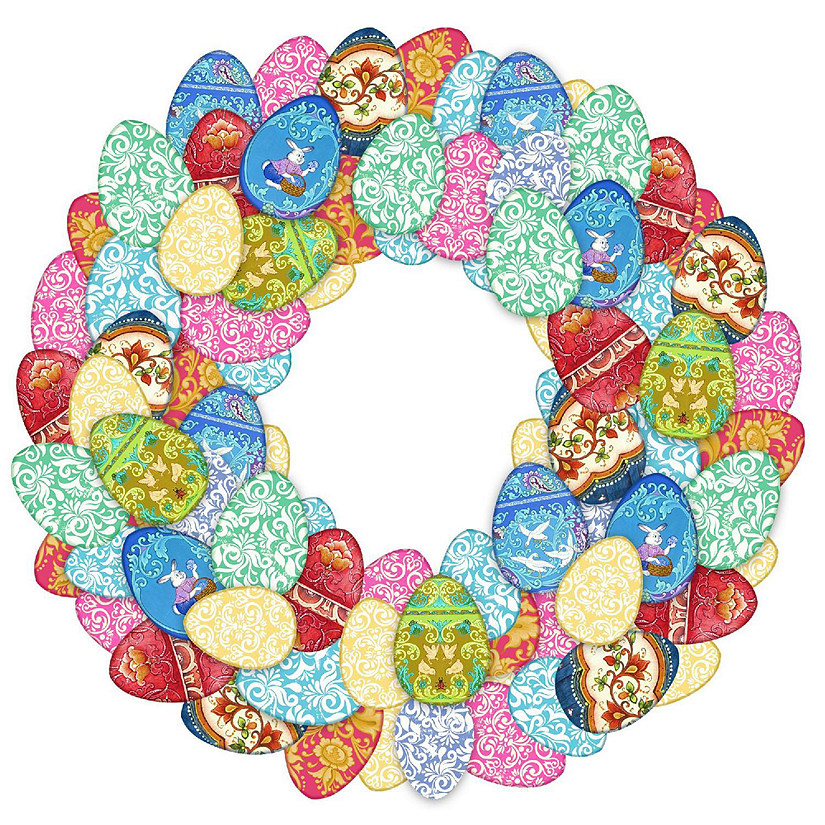 Designocracy Easter Eggs Wreath Wood Decor Image