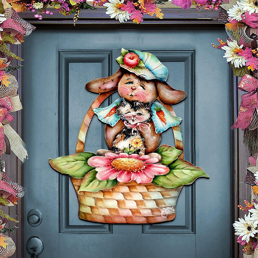 Designocracy Flower Basket Friends! Easter Door Decor by J. Mills-Price Easter Spring Decor Image