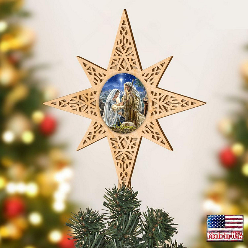 Ornativity Silver Star Tree Topper - Christmas Glitter Silver Star