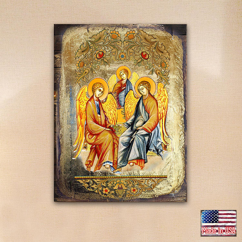 Designocracy Icon Old Testament Trinity Wall Art on Wood 16" Image