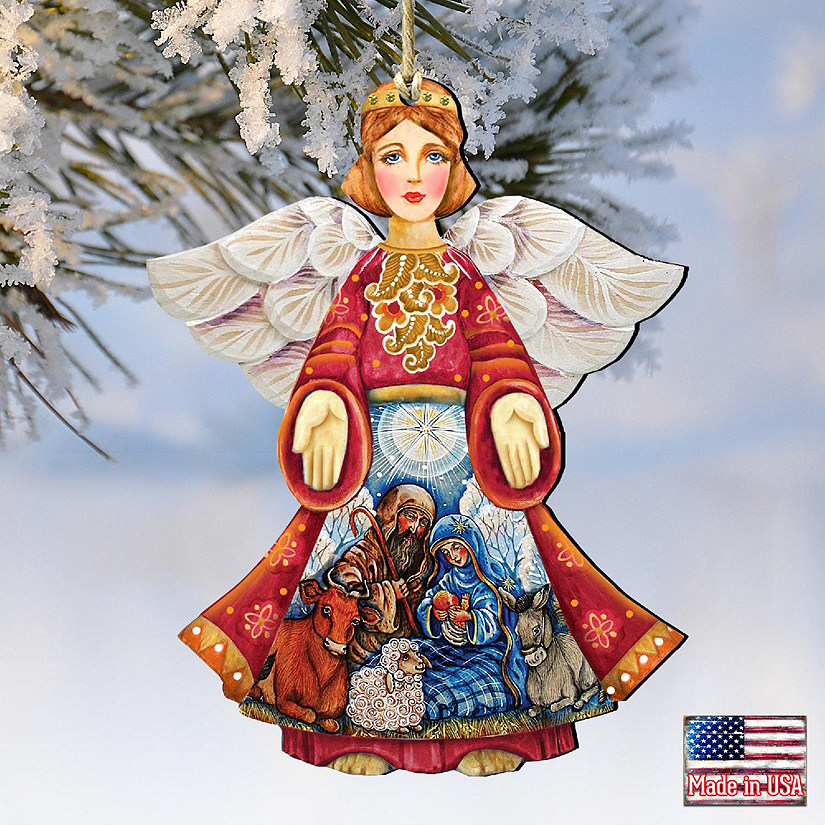 Angels Wooden Christmas Ornaments (Set of 5)
