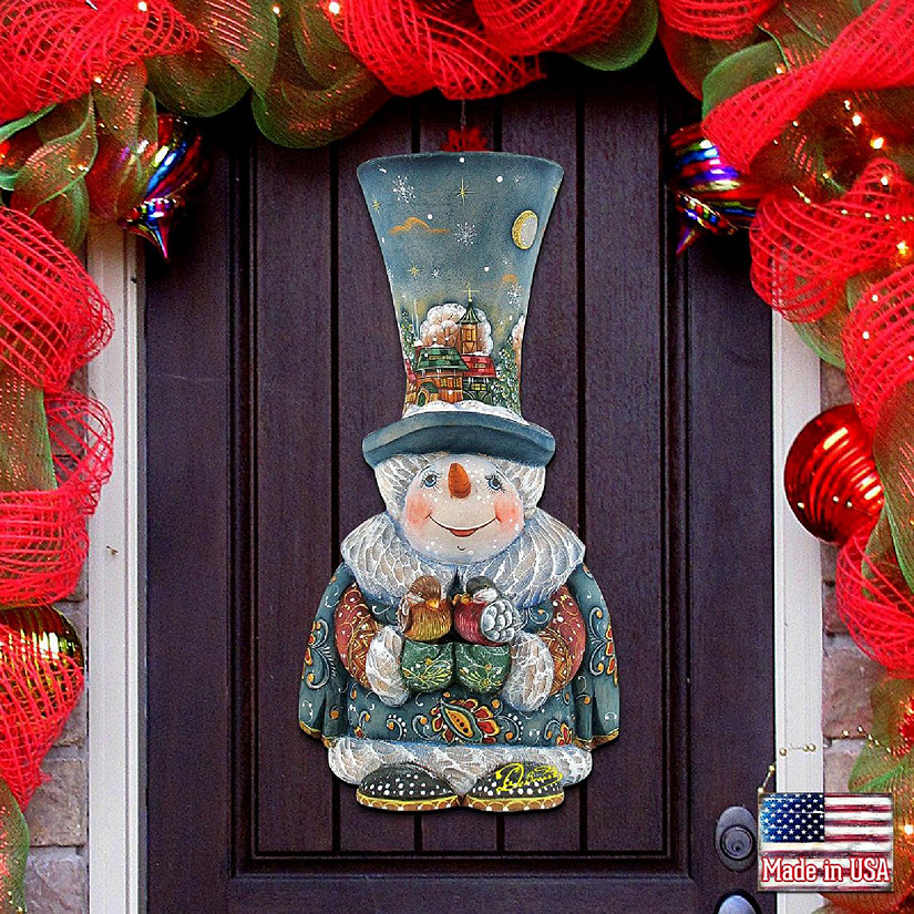 Designocracy Old World Christmas Snowman Door Hanger - Multi