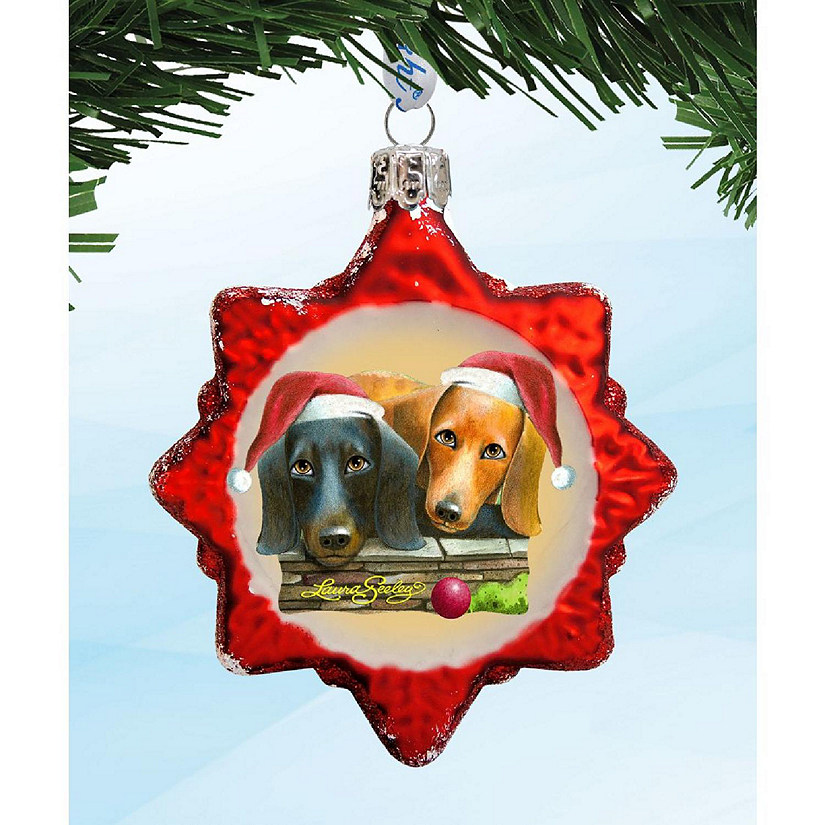 Dog Christmas Glass Ornaments, Blown Glass Christmas, Handmade