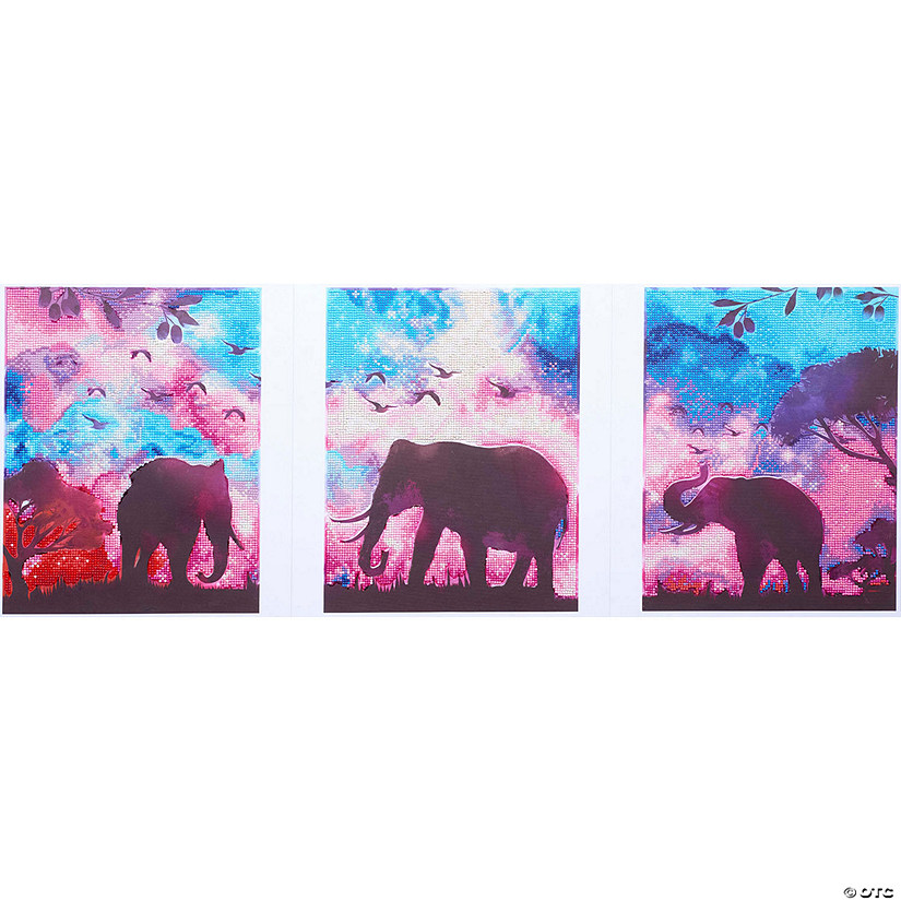 Diamond Art Kit 11"x 14" Triptych Elephants 3pc Oriental Trading