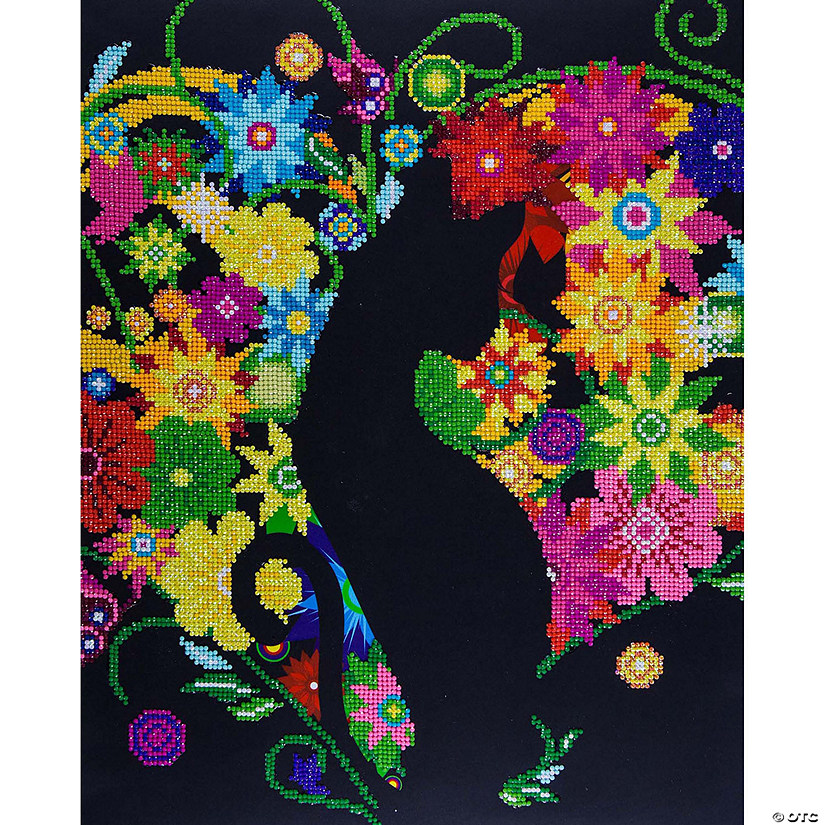 Diamond Art Kit 14"x 16" Advanced Black Cat Floral&#160; &#160;&#160; &#160; Image