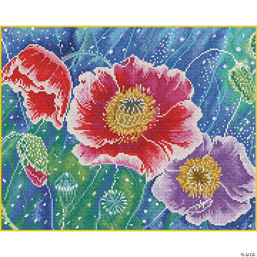 Diamond Art Kit 20"x 16" Premium Batik Poppies&#160; &#160;&#160; &#160; Image