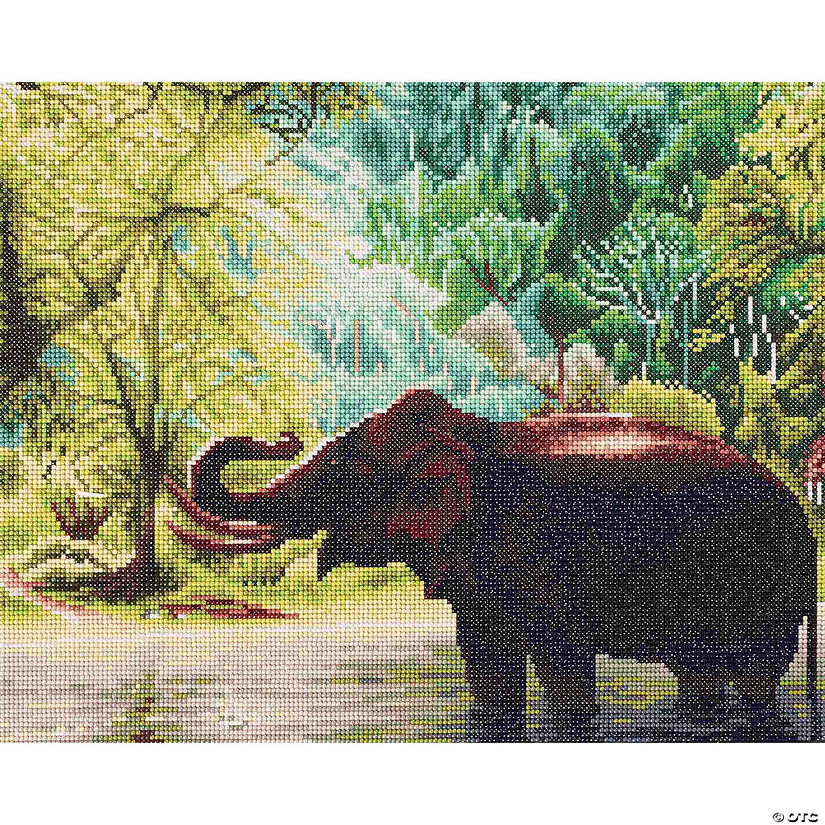 Diamond Art Kit 20"x 16" Sparkle Advanced Elephant Water&#160; &#160;&#160; &#160; Image