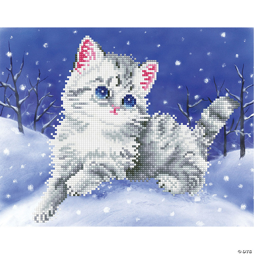 Diamond Dotz Diamond Embroidery Facet Art Kit 11"X14"-Kitten In The Snow with Frame Image