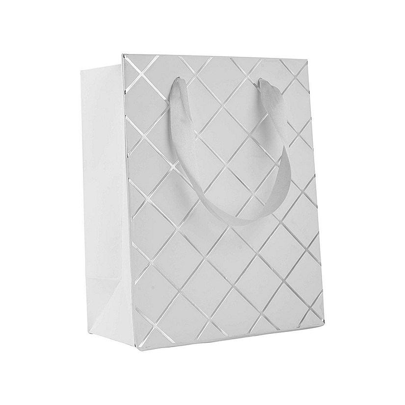 Diamond Gift Bags White 9"X 7"X 4" Set 24 Pack Image