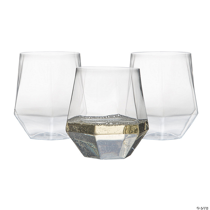 Diamond-Shaped Plastic Stemless Wine Glasses - 12 Ct. Image