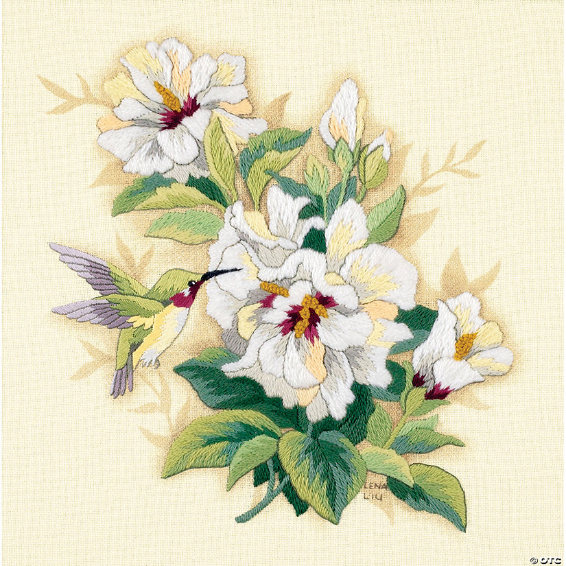 Dimensions Crewel Embroidery Kit 12"X12"- Hibiscus Floral Image