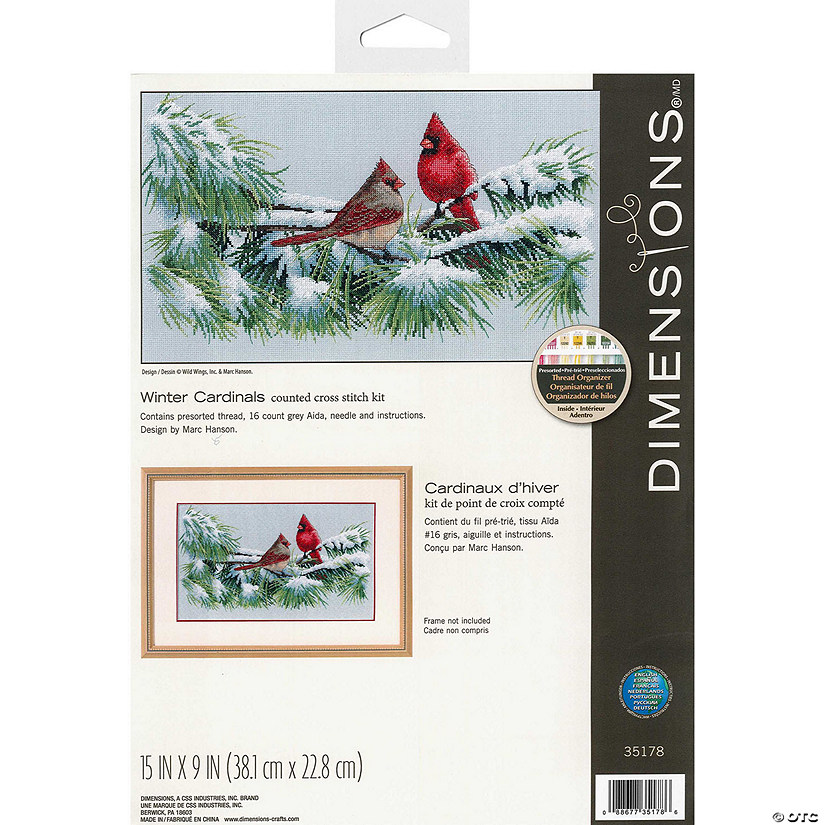 Dimensions Cross Stitch Kit 15x9" WinterCardinals