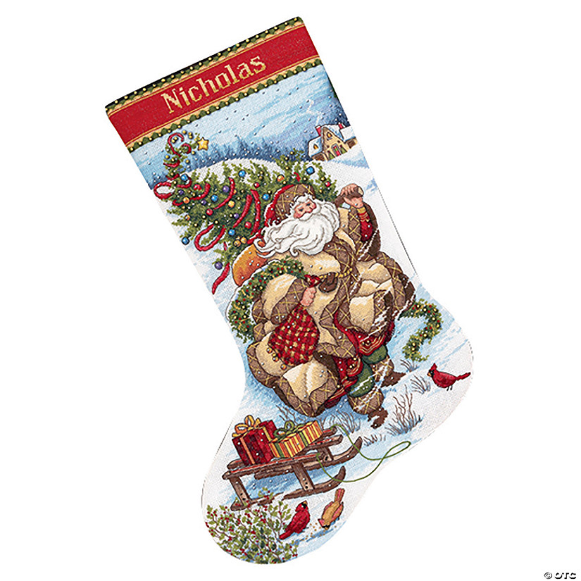 Dimensions Gold Collection Counted Cross Stitch Kit 16" Long-Santa's Journey Stocking (18 Count) Image