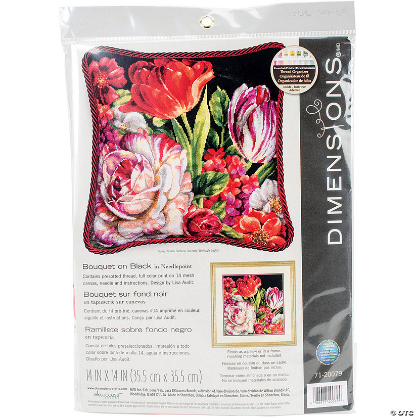 Dimensions Needlepoint Kit 14"X14"-Bouquet On Black Image