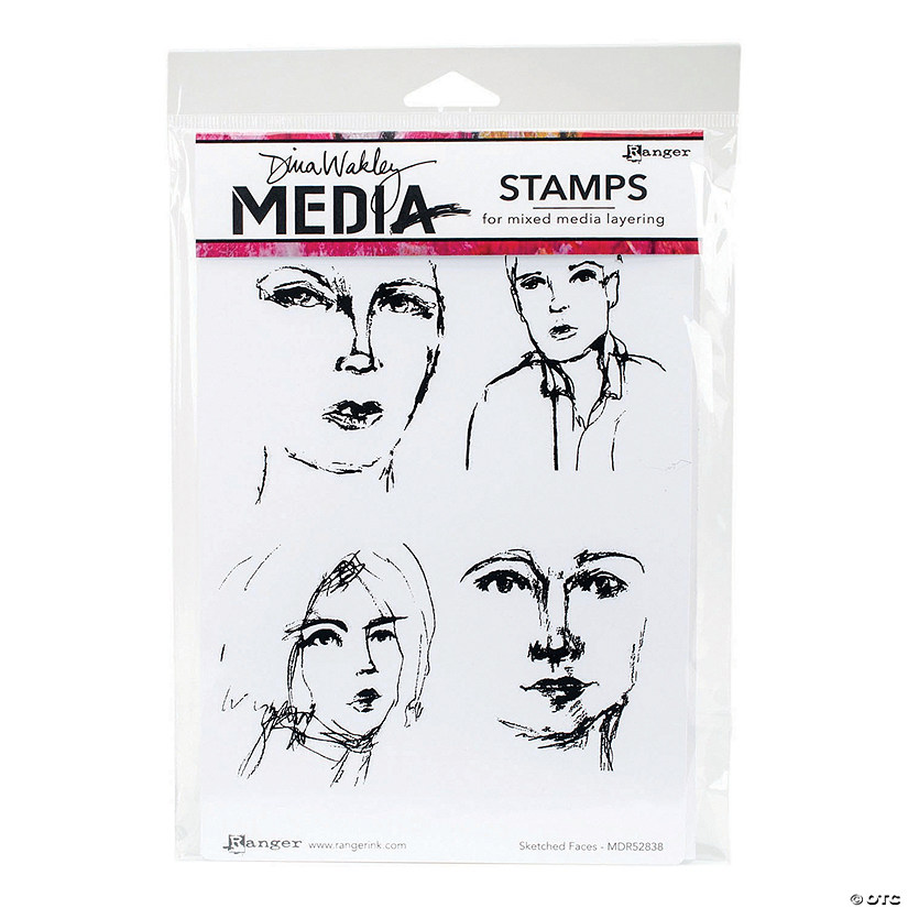 Dina Wakley Cling Stamps 6x9 Sketched Faces