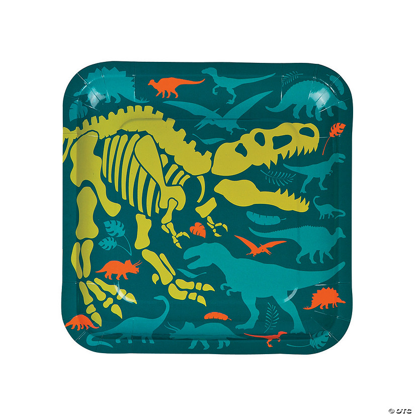 Dino Dig Party Square Paper Dinner Plates - 8 Ct. Image
