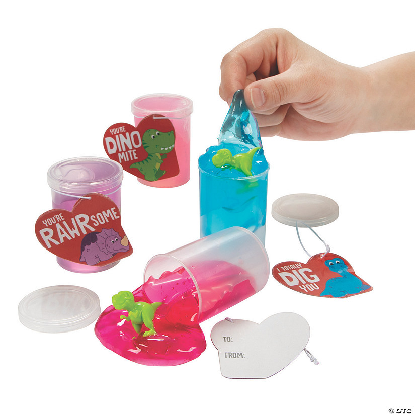 Dino-Filled Putty Valentine Exchanges with Card for 12 Image