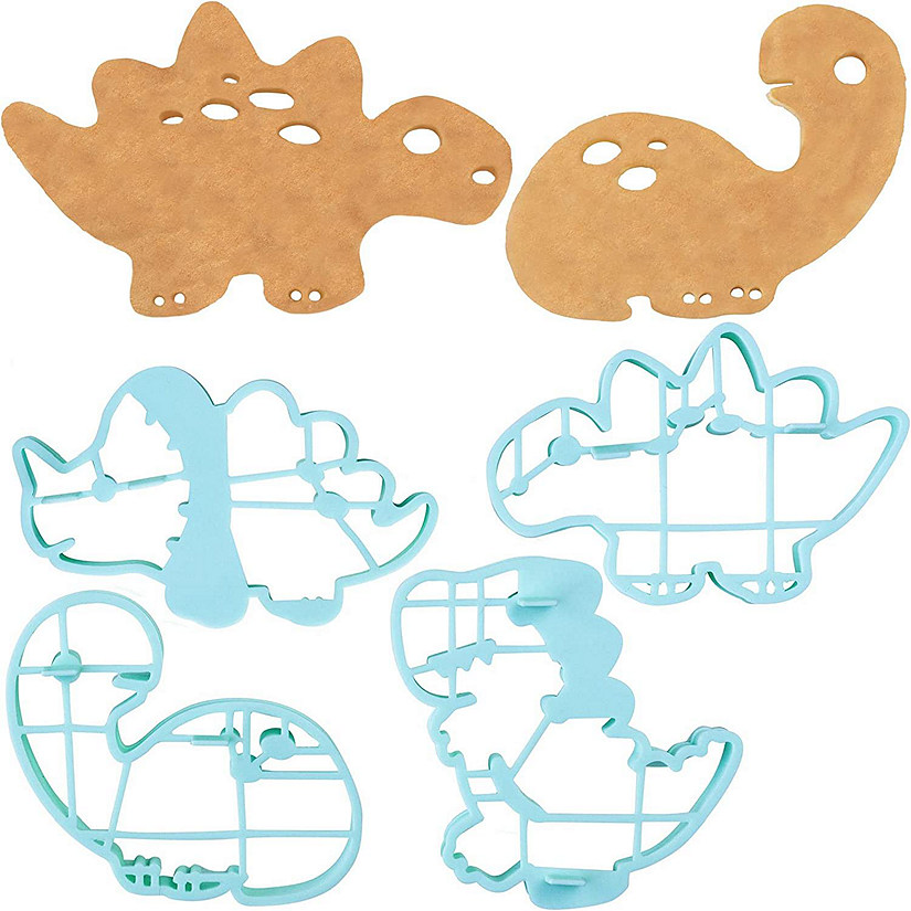 Dinosaur Pancake and Egg Molds -  4 Pk, Reusable Silicone Pancake Non Stick Shaper Cooking Rings, Fun Breakfast for Kids or Adults Image