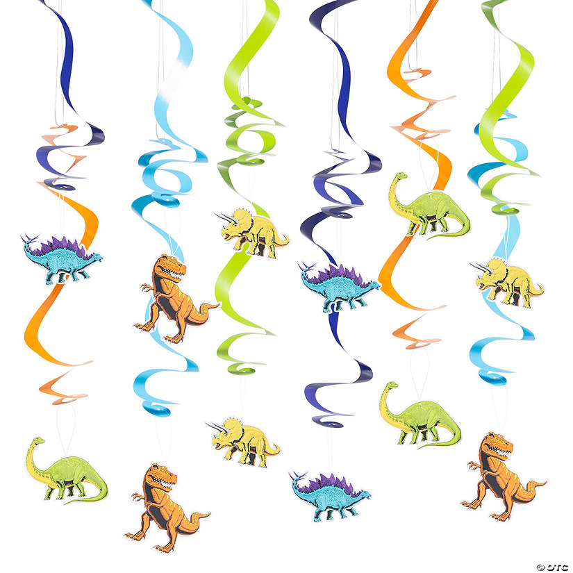Dinosaur Party Hanging Swirl Decorations - 12 Pc. Image