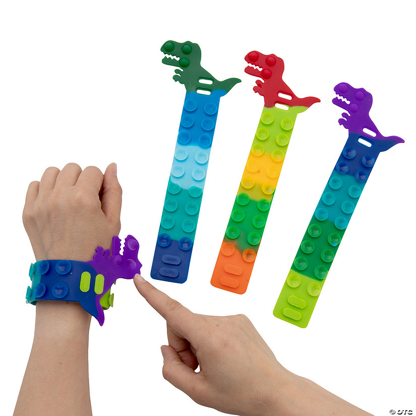 Dinosaur Slap Pop Bracelets - 12 Pc. Image