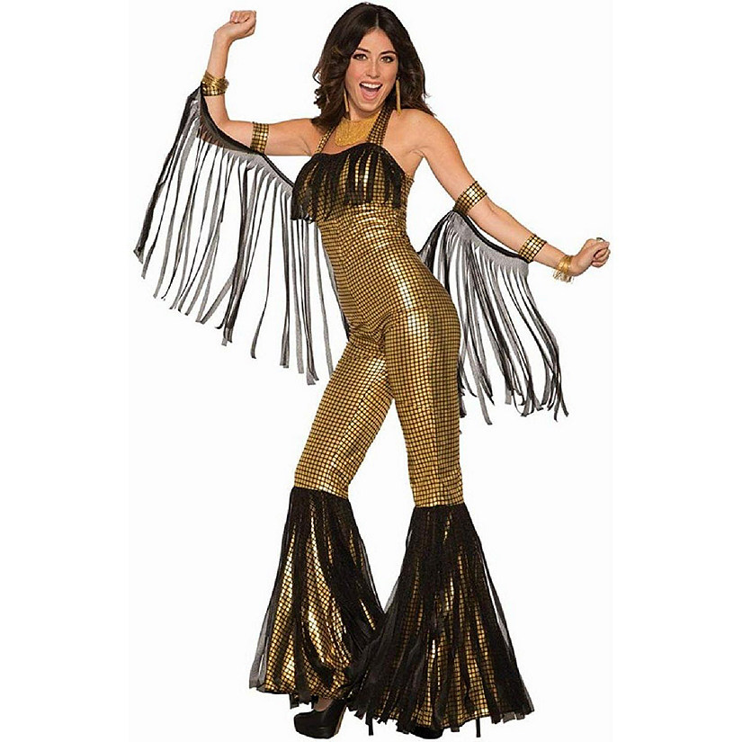 Disco Queen Women's Costume Jumpsuit - Gold Image