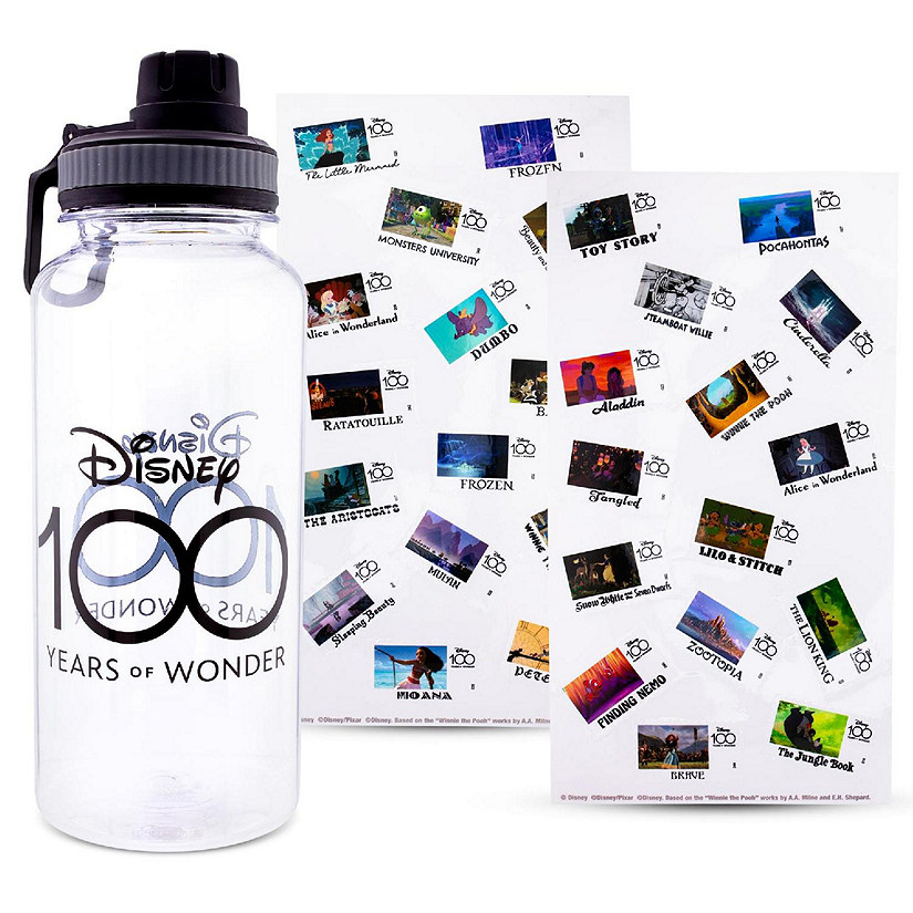 Disney 100 Years of Wonder 32-Ounce Twist Spout Water Bottle and Sticker Set Image