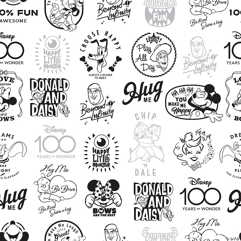 Disney 100th Anniversary Icons Black Peel and Stick Wallpaper Image