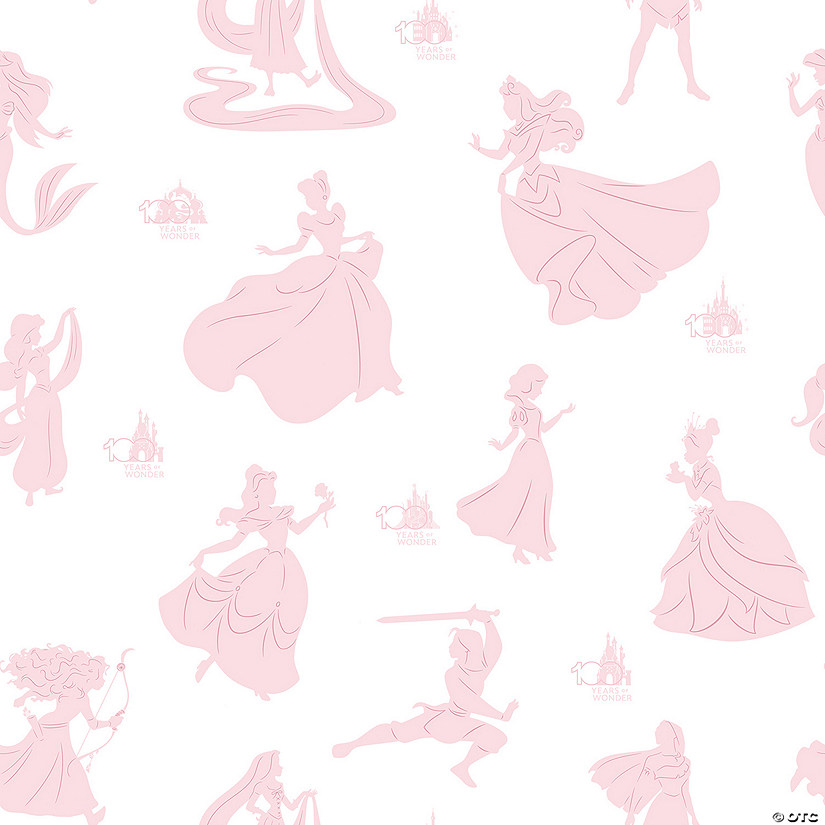 Disney&#160;100th&#160;Anniversary Princesses Pink Peel and Stick Wallpaper Image