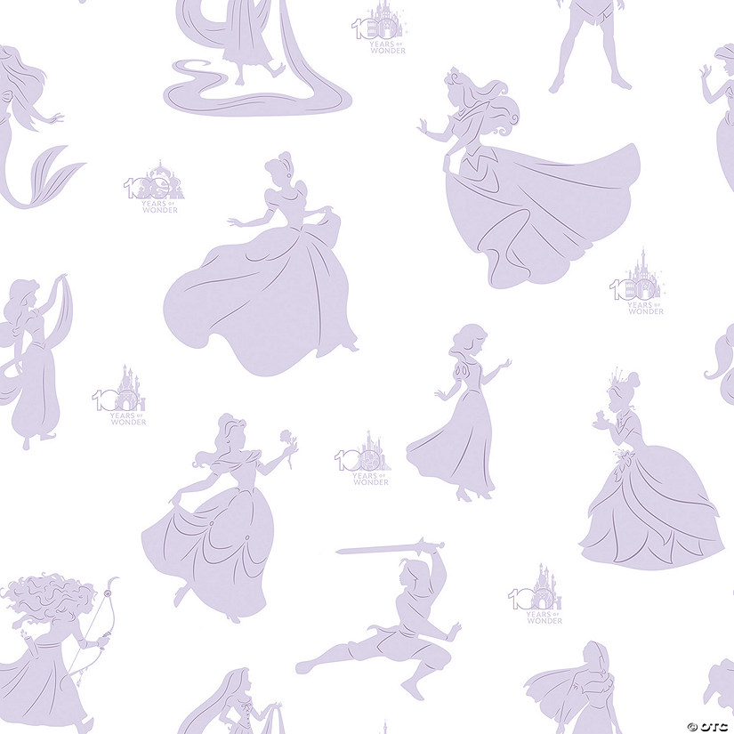 Disney&#160;100th&#160;Anniversary Princesses Purple Peel and Stick Wallpaper Image