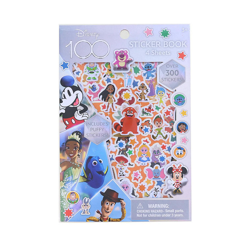 Disney 100th Anniversary Sticker Book 4 Sheets Over 300 Stickers