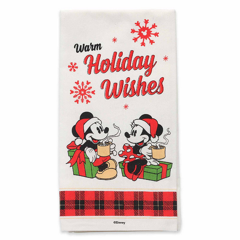 Disney 2x19 Disney Mickey & Minnie Mouse Warm Holiday Wishes Christmas Kitchen Towel Image