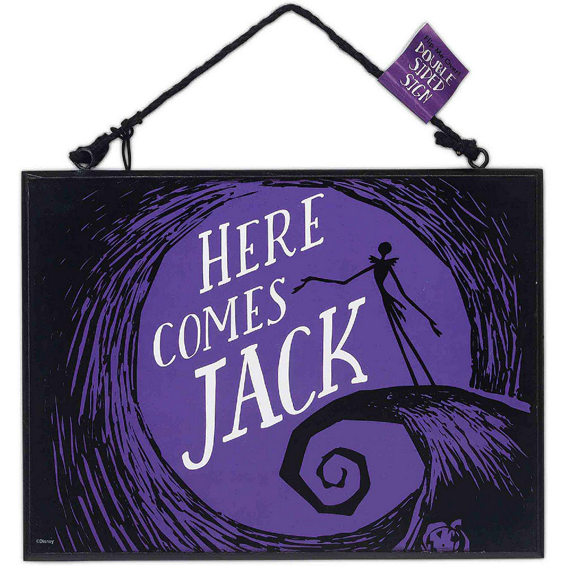 Disney 6x8 The Nightmare Before Christmas Here Comes Jack & Oogie's Turn to Boogie Double Sided Hanging Wood Wall Decor Image