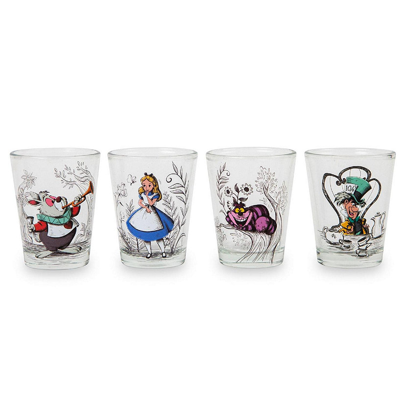 Disney Alice in Wonderland Character Scenes Mini Shot Glasses  Set of 4 Image