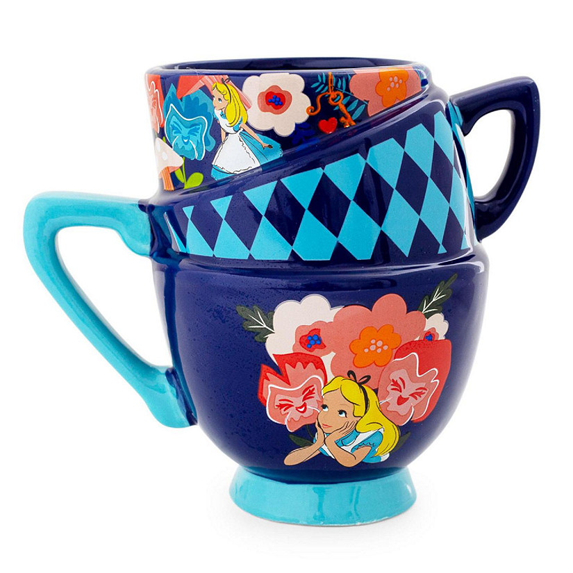 Disney Alice in Wonderland Stacked Teacups Sculpted Ceramic Mug Holds