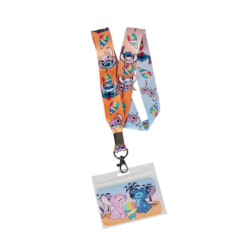 Disney Angel and Stitch Snow Cone Lanyard with Card Holder and 4 Pins Image